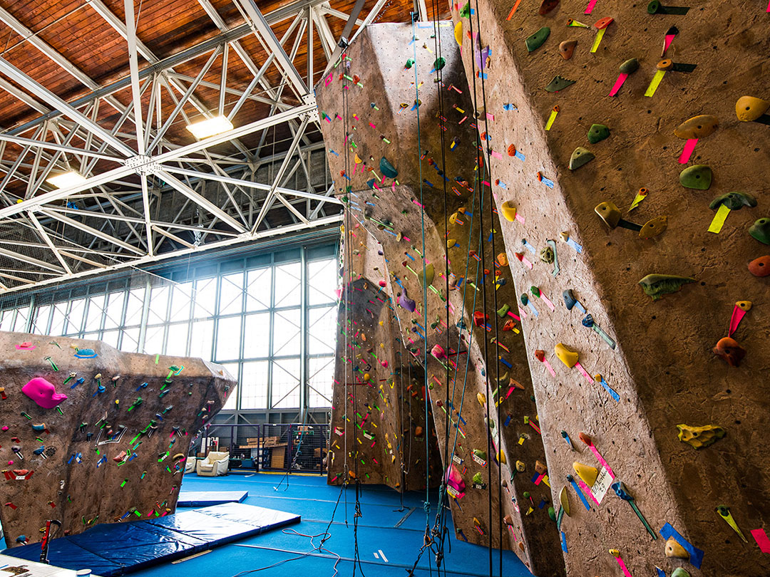 climbing structure at SoFive Soccer stadium